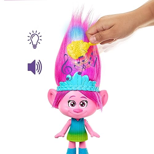 Trolls 3 Tutti Insieme - Poppy Capelli Arcobaleno Bambola con musica, luci e suoni