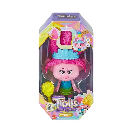 Trolls 3 Tutti Insieme - Poppy Capelli Arcobaleno Bambola con musica, luci e suoni