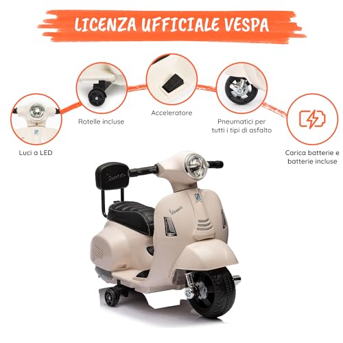 Vespa Bianca Elettrica per bambini 6V - Babycar
