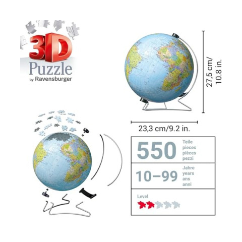 Ravensburger Puzzle 3D Globo Terrestre 540 Pezzi con LED
