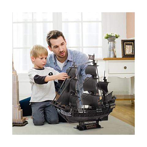 Puzzle 3D Queen Anne's Revenge – Nave Pirata 328 Pezzi con Luci LED