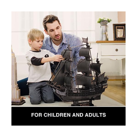 Puzzle 3D Queen Anne's Revenge – Nave Pirata 328 Pezzi con Luci LED