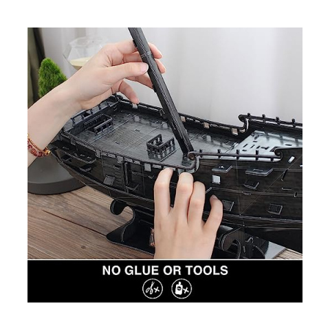 Puzzle 3D Queen Anne's Revenge – Nave Pirata 328 Pezzi con Luci LED