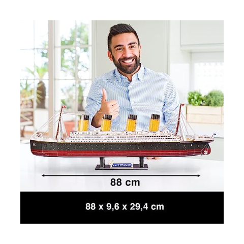 Puzzle 3D Titanic con LED – Party Town, 266 pezzi