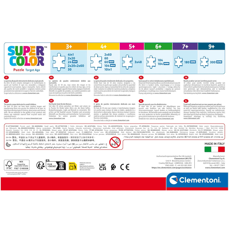 Puzzle Clementoni Puffi 104 pezzi Supercolor, dai 6 anni