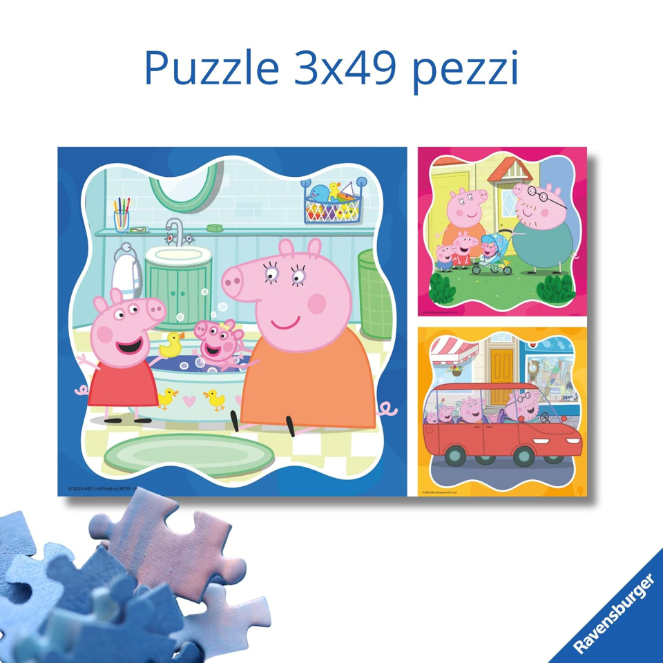 Ravensburger Peppa Pig puzzle, tre puzzle da 49 pezzi