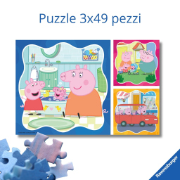 Ravensburger Peppa Pig puzzle, tre puzzle da 49 pezzi