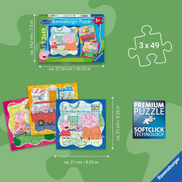 Ravensburger Peppa Pig puzzle, tre puzzle da 49 pezzi