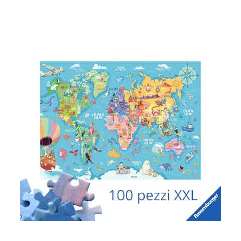 Ravensburger Puzzle XXL Mappa del Mondo – 100 Pezzi da 6 Anni