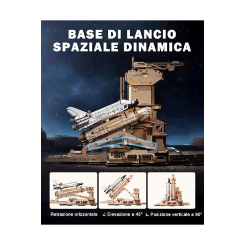 ROKR Space Shuttle LKA02 – Puzzle 3D in Legno e ABS con Lancio Motorizzato