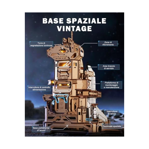 ROKR Space Shuttle LKA02 – Puzzle 3D in Legno e ABS con Lancio Motorizzato