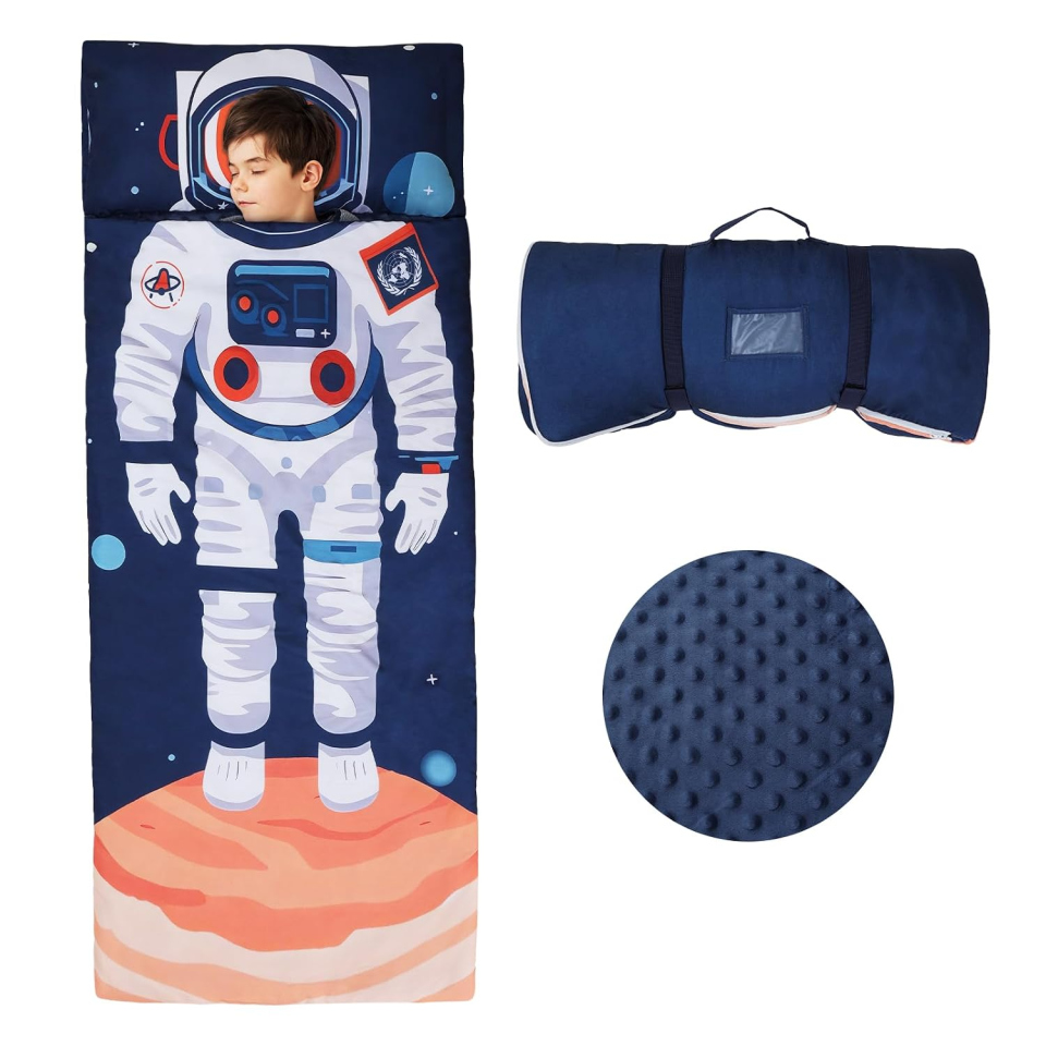 Decalsweet Sacco a Pelo Bambini Astronauti 150×60 cm con Cuscino Rimovibile