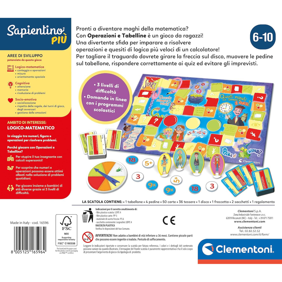 Clementoni Sapientino Aritmetica Divertente – Gioco da Tavolo Educativo