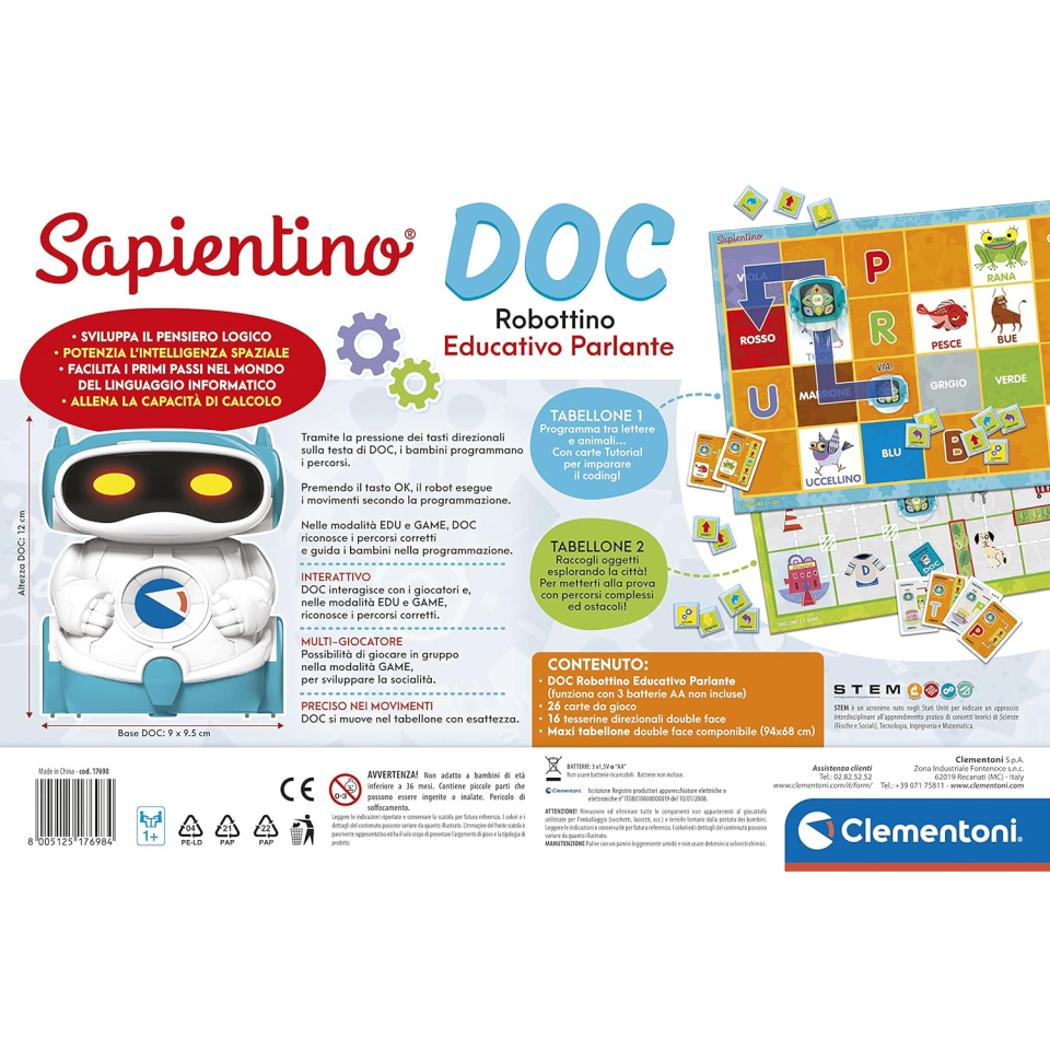Clementoni Sapientino DOC – Robot Educativo Programmabile dai 5 Anni