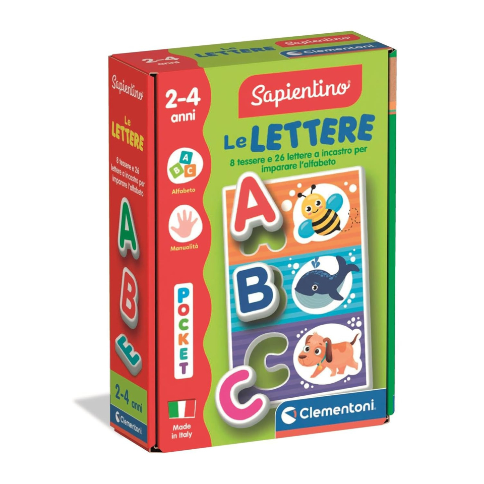 Clementoni Sapientino Le Lettere – Tessere Alfabeto per Bambini 2-4 Anni