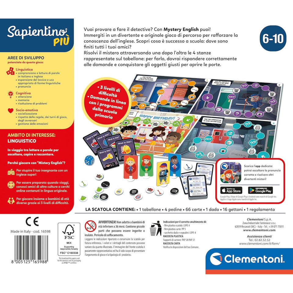 Clementoni Sapientino Mistery English – Gioco da Tavolo per Imparare l'Inglese