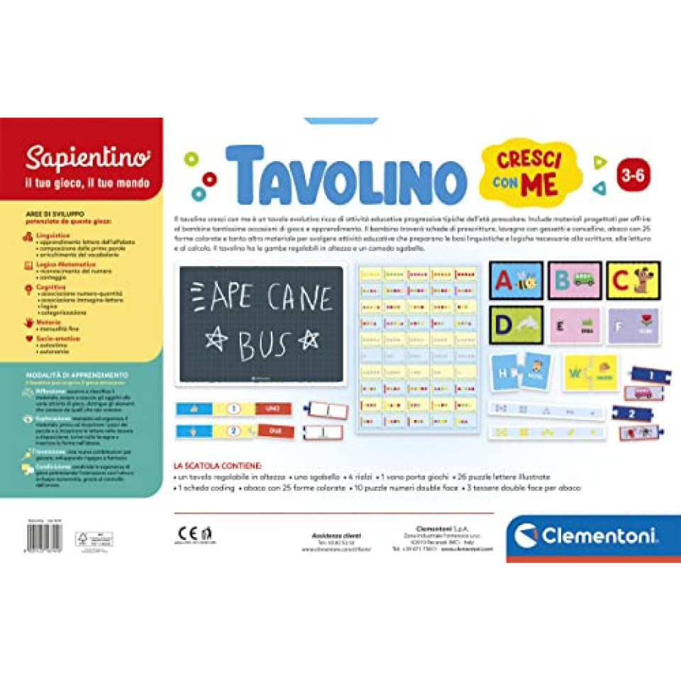 Clementoni Sapientino Tavolo Cresci con Me – Tavolino Multiattività Educativo 3-6 Anni