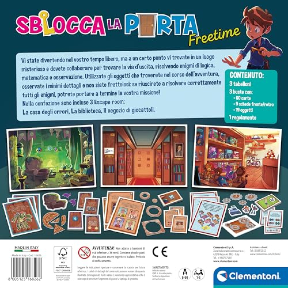 Clementoni Sblocca la Porta Freetime – Escape Room da Tavolo per Bambini