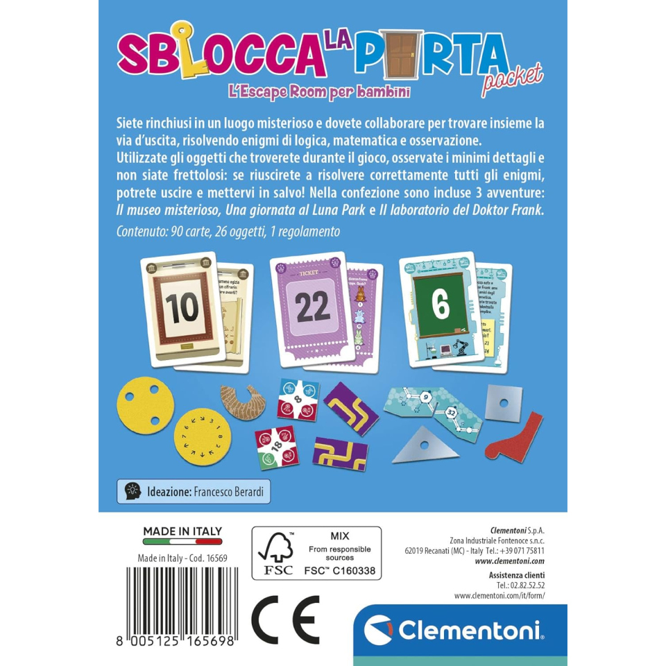 Clementoni Sblocca la Porta Pocket – Escape Room a Carte per Bambini