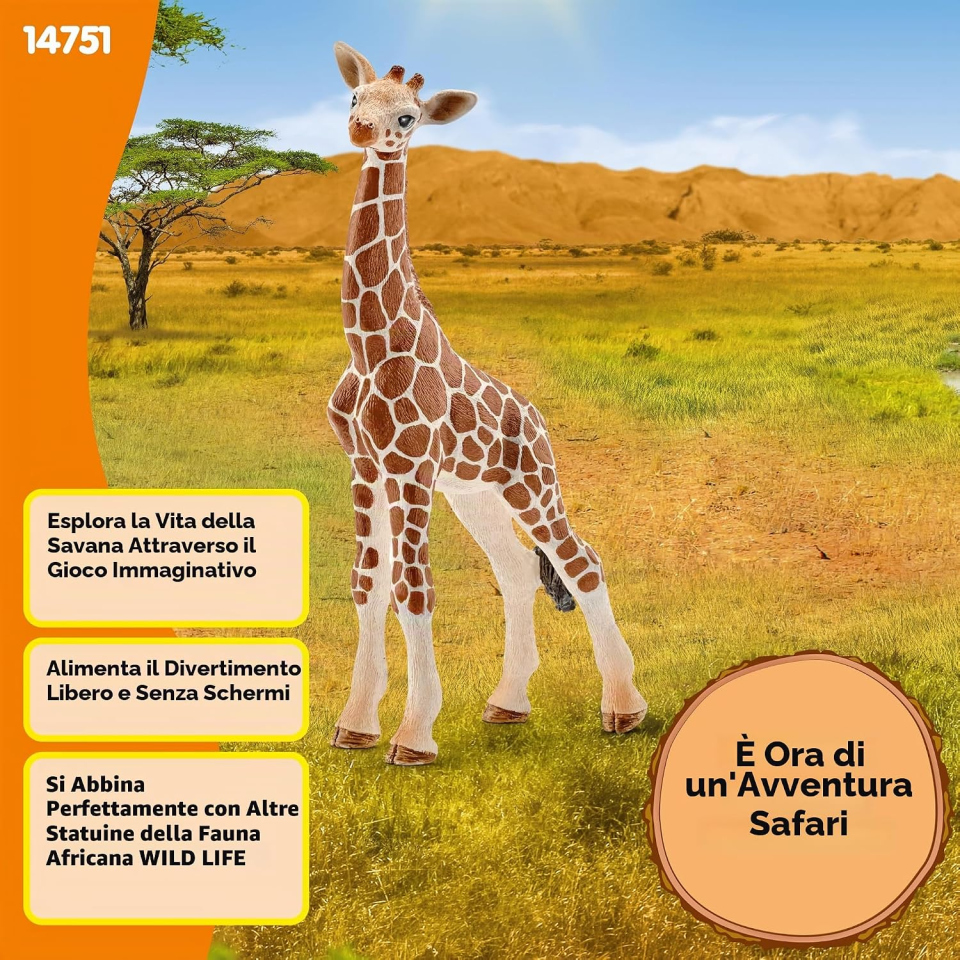 Schleich WILD LIFE cucciolo di giraffa realistico