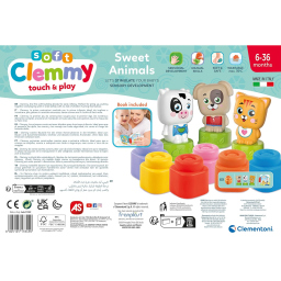 Clementoni Soft Clemmy Sweet Animals – Mattoncini Morbidi e Personaggi 6-36 Mesi