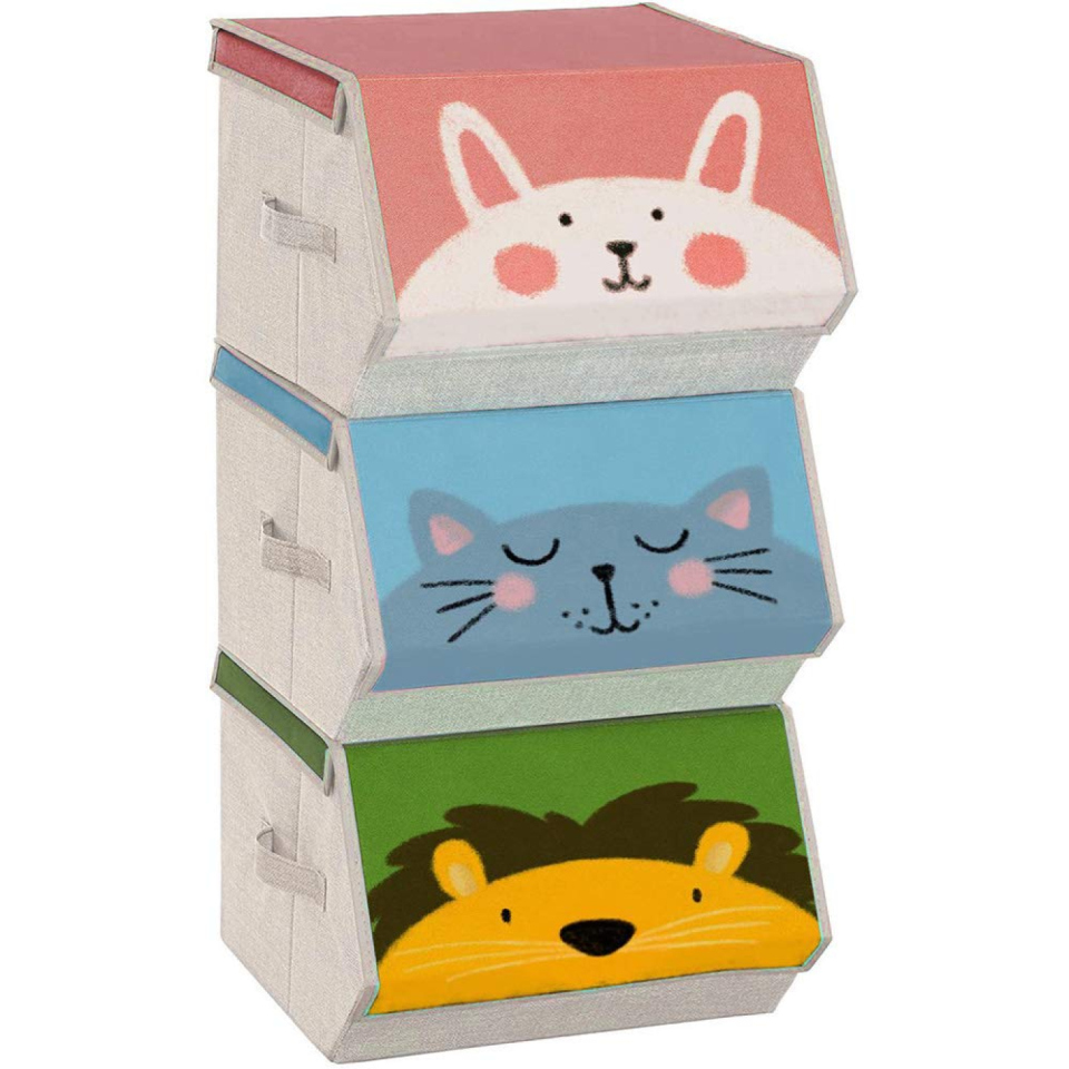 SONGMICS contenitori giochi bambini, 3 scatole impilabili