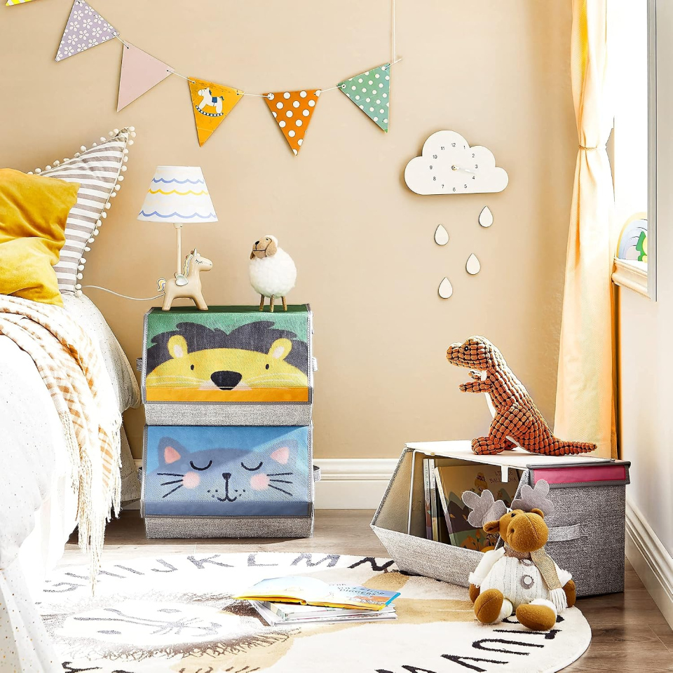 SONGMICS contenitori giochi bambini, 3 scatole impilabili