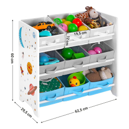 SONGMICS scaffale portagiochi bambini con 9 contenitori