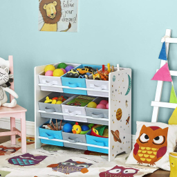 SONGMICS scaffale portagiochi bambini con 9 contenitori