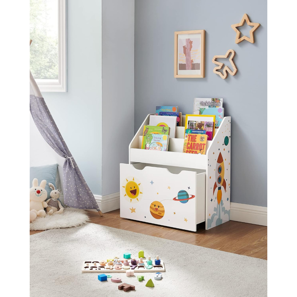 SONGMICS Teza portagiochi con libreria per bambini