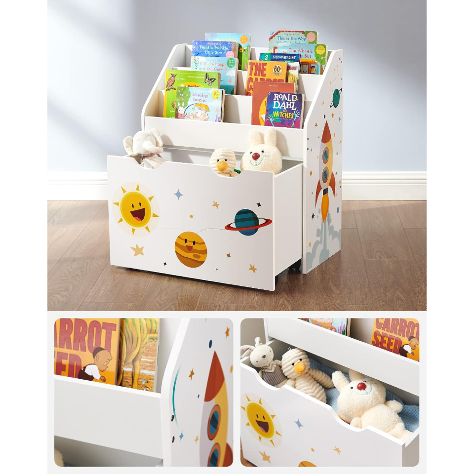 SONGMICS Teza portagiochi con libreria per bambini