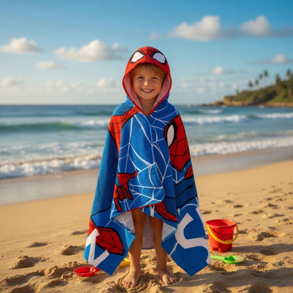 Spider-Man poncho asciugamano con cappuccio in cotone