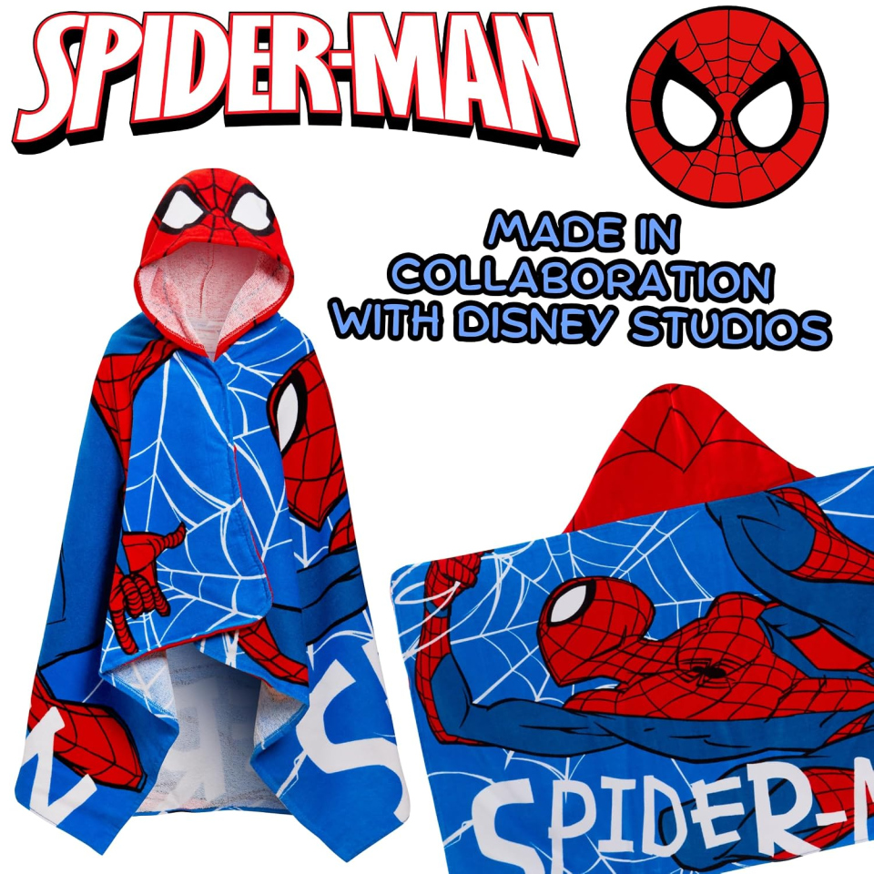 Spider-Man poncho asciugamano con cappuccio in cotone