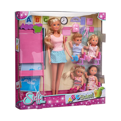 Steffi Love Scuola Playset con Maestra, 4 Alunni e Accessori