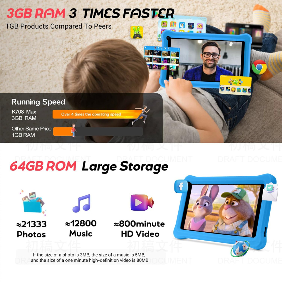SUMTAB tablet per bambini 7 pollici 64 GB