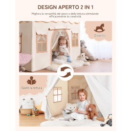 Tenda casetta bambini besrey con 2 porte e tappetino