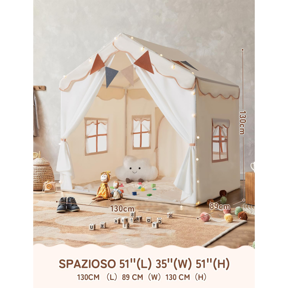 Tenda casetta bambini besrey con 2 porte e tappetino