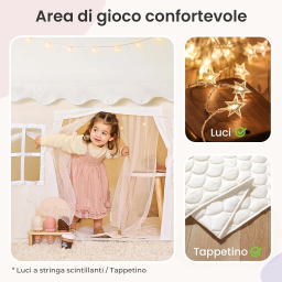 Tiny Land tenda gioco bambini con tappetino e luci