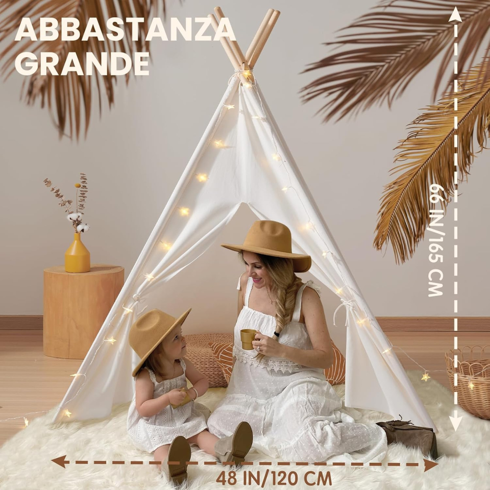 Tiny Land tenda indiana bambini con luci e tappetino