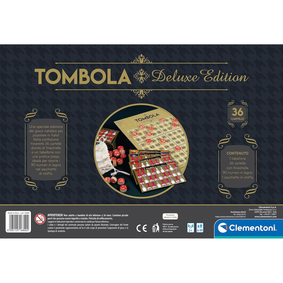 Tombola Deluxe Clementoni 36 Cartelle con Numeri in Legno