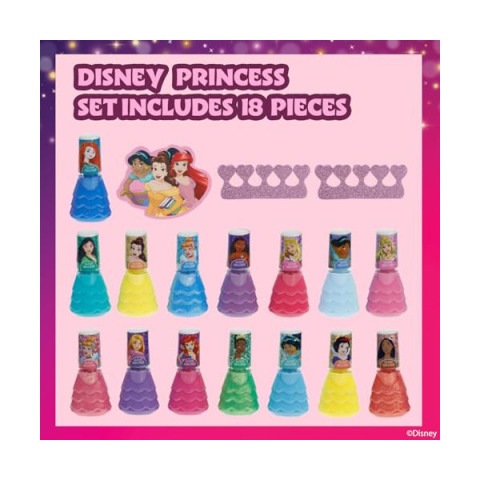 Townley Girl Disney Princess – Set 15 Smalti Acqua Peel Off per Bambine