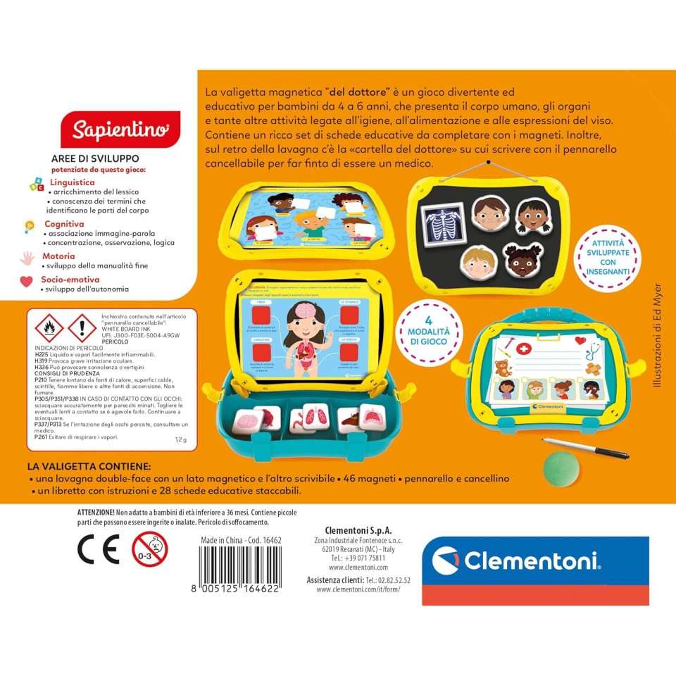 Clementoni Sapientino Valigetta del Dottore – Kit Educativo Corpo Umano 4-6 Anni