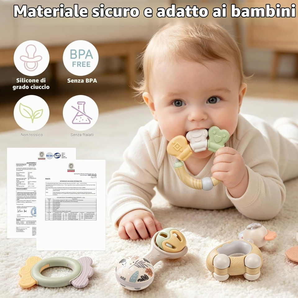 Vanplay sonagli per dentizione neonato, set da 10 pezzi