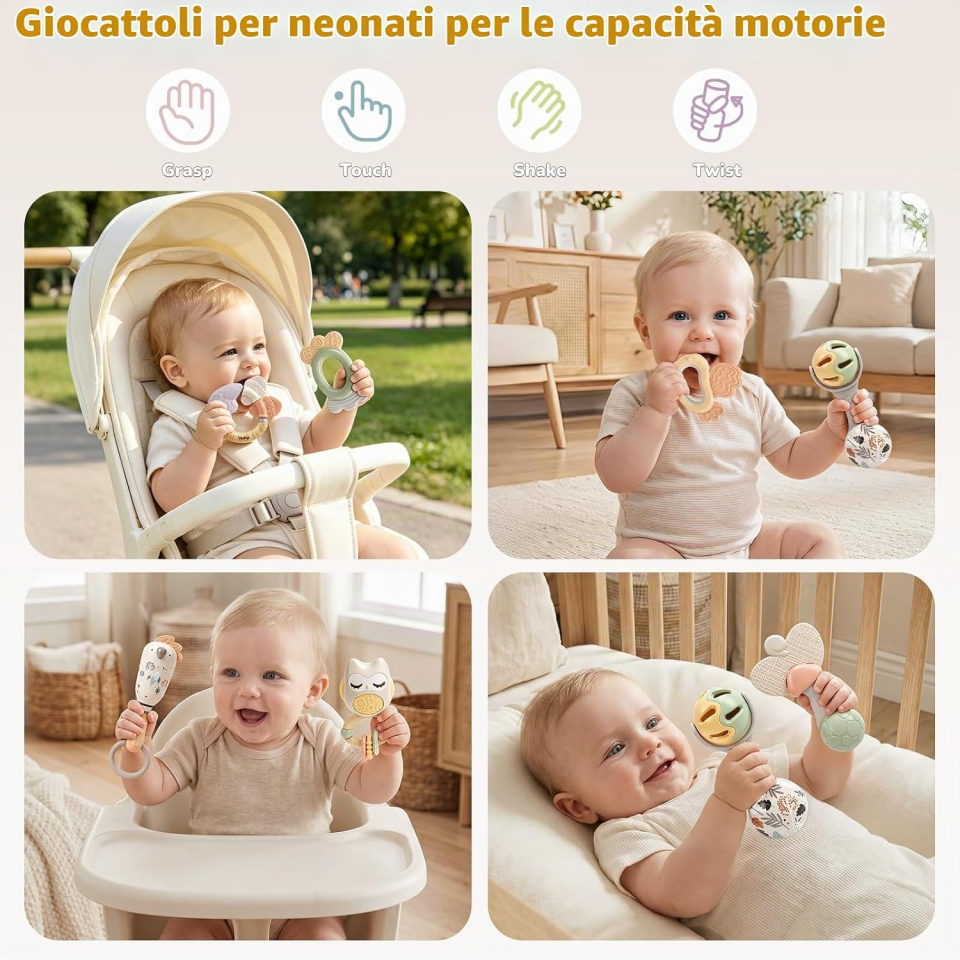 Vanplay sonagli per dentizione neonato, set da 10 pezzi
