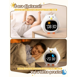 YISSVIC sveglia gufo per bambini con luce notturna