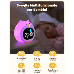 YISSVIC sveglia gufo per bambini con luce notturna