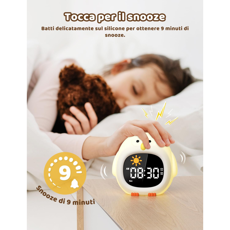YISSVIC sveglia gufo per bambini con luce notturna