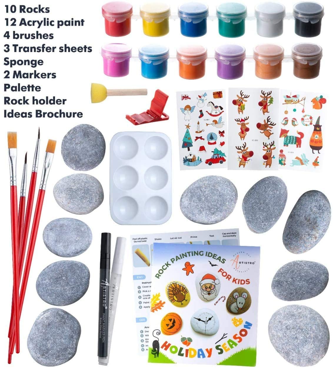 Kit disegno per bambini su sassi e pietra 