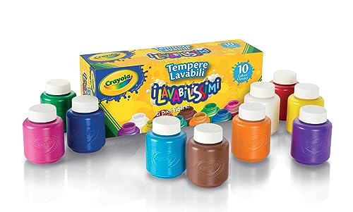 I Lavabilissimi, 10 Barattoli di Tempere Lavabili per Bambini da 3 Anni – Crayola