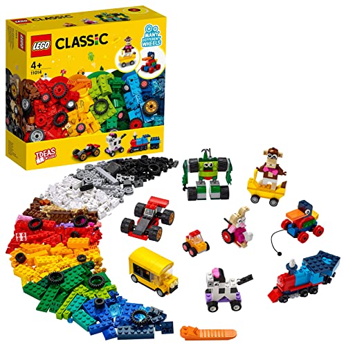 LEGO 11014 Classic Mattoncini e Ruote, Set con 9 Modellini da Costruire